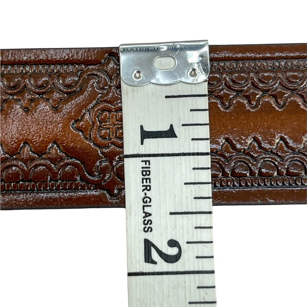 Mens Belt Brown Embossed Leather 36-39
